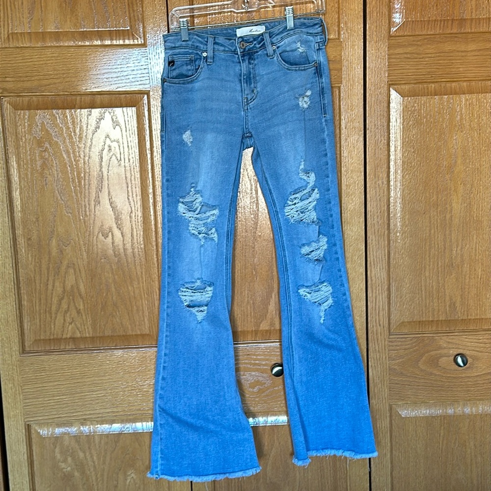 KanCan Katie Mid Rise Distressed Flare